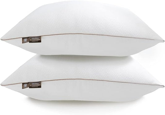 Premium 2-Pack Sleeping Pillow, Bed Pillow, Super Soft Down Alternative with Washable Covers, Microfiber Filling, Set of 2 (White, Queen) - LeafyLoom