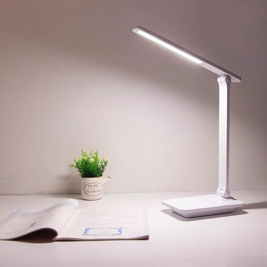 LED Desk Lamp, Dimmable Table Lamp with 3 Color Temperatures, Eye-Caring Reading Lamp with a Built-in Lithium Battery , USB Rechargeable, Touch Control, Study Lamp, Table Lamp, White - LeafyLoom