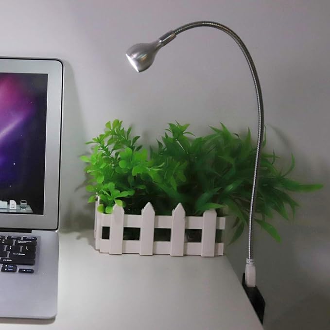 Desk Lamp, LED Mini USB Lamp, Nonradiative No Flicker Home for Desk(Silver, White light) - LeafyLoom