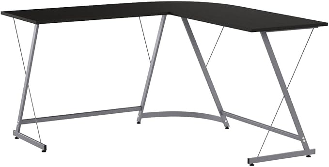 SHW L-Shaped Computer Gaming Desk, Espresso - LeafyLoom