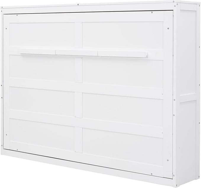 Merax Modern Farmhouse Solid Wood Murphy Bed Chest/Space Saving/Wood Slat Support/Full,White - LeafyLoom