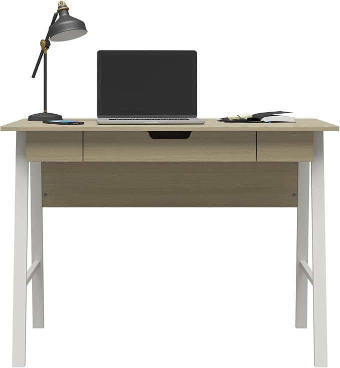 Ameriwood Home Oxford Computer Desk with Drawer, Pale Oak - LeafyLoom