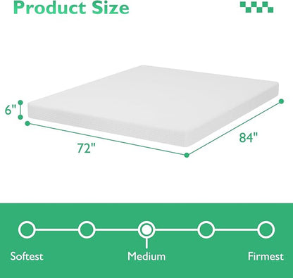 FDW California King Mattress 6 inch Gel Memory Foam Mattress Medium Firm Mattresses for Cool Sleep Relieving Pressure Relief CertiPUR-US Certified Mattress in a Box - LeafyLoom