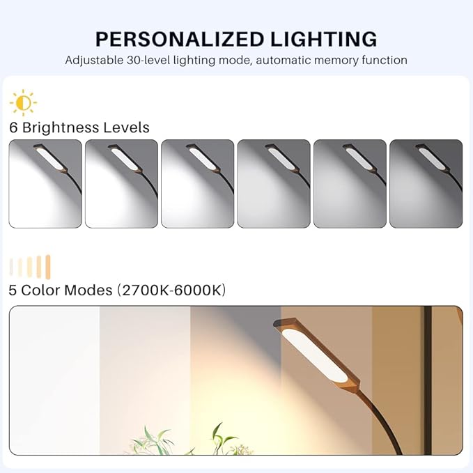 LED Desk Lamp, Touch Adjustable Table Lamp with 10W Wireless Charging 5 Modes and 6 Brightness Levels Eye Protection Reading Light 48 LED Memory Function Home Office Desk Light Black - LeafyLoom