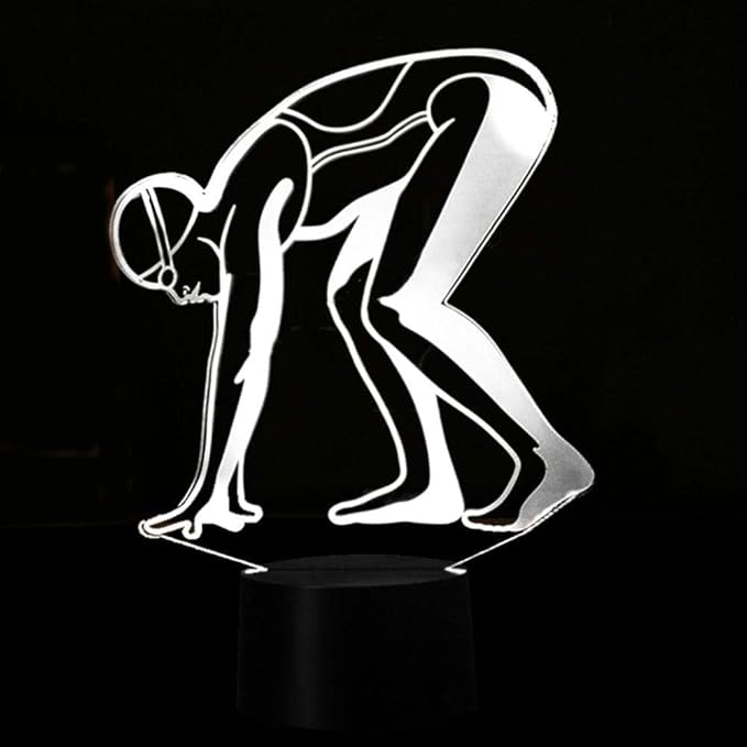 Optical Illusion 3D Sports Swimming Night Light 16 Colors Changing USB Power Remote Control Touch Switch Decor Lamp LED Table Desk Lamp Children Kids Christmas Xmas Brithday Gift - LeafyLoom