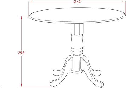 East West Furniture DMGA3-MAH-32 3 Piece Dining Set Contains a Round Dining Room Table with Dropleaf and 2 Light Beige Linen Fabric Upholstered Chairs, 42x42 Inch, Mahogany - LeafyLoom