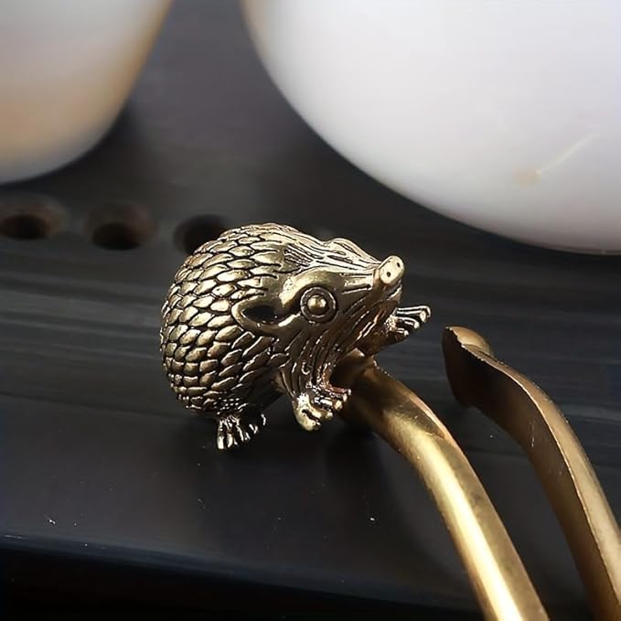 Vintage Solid Brass Hedgehog Figurine - Charming Desk Decor for Collectors - Perfect Home or Office Accent(Hedgehog) - LeafyLoom