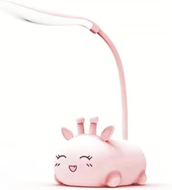 Cute Deer Lamp USB Rechargeable Reading Light,LED Desk Lamp for Kids, Portable LED Table Light, Flexible Gooseneck Eye-Care Cartoons Small Desk Lamp Girls Gifts (Pink) - LeafyLoom