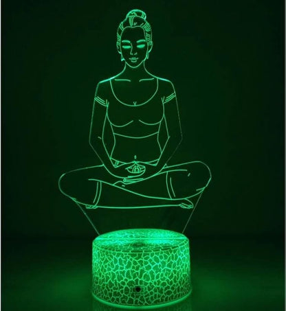 Creative 3D Yoga Meditation Night Light 16 Colors Changing USB Powered Remote Control Touch Switch Decor Lamp Optical Illusion Lamp LED Table Desk Lamp Children Kids Christmas Brithday Gift - LeafyLoom