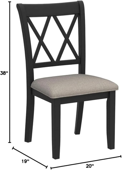 Roundhill Furniture Windvale Fabric Upholstered Dining Chair, Set of 2, Black - LeafyLoom