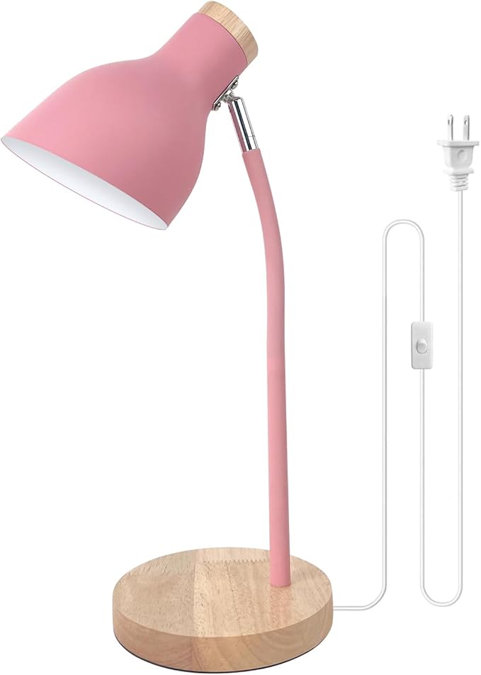 Himmel Desk Lamp, Adjustable Metal Table Lamp, Children's Table Lamp for Bedroom, Living Room, E27 Socket Reading Next to Lamp (Pink) - LeafyLoom