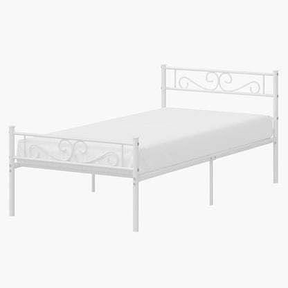 VECELO Twin Size Bed Frame with Headboard, 14 Inch Metal Platform Mattress Foundation, No Boxing Spring Needed, Squeak Resistant, Easy Assembly, White - LeafyLoom