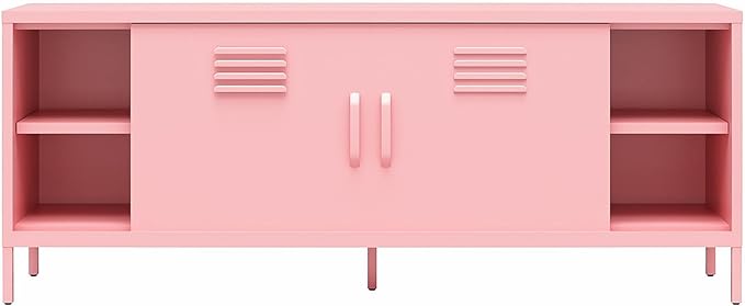 Novogratz Cache Metal Locker-Style TV Stand for TVs up to 65", Bashful Pink - LeafyLoom