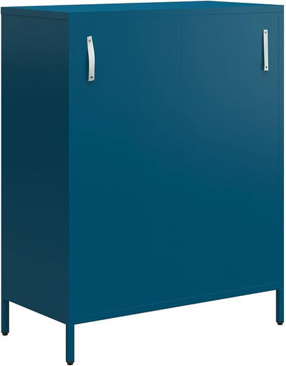 Mr. Kate Annie Short Metal 2 Door Cabinet, Deep Blue Ocean - LeafyLoom