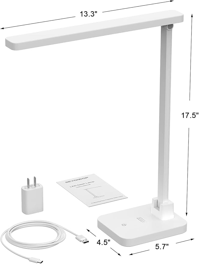 LED Desk Lamp, Dimmable Desk Light Touch Control with 4 Brightness Level, Eye Caring Reading Lamp, Desk Lamps for Home Office, Foldable Table Lamp for Study Dorm School students college Gifts - LeafyLoom