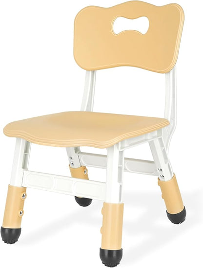 Kids Chair Height Adjustable Toddler Chair Max Load 220LBS Plastic Indoor Outdoor Chair for Children Age 1-6 School Home Daycare Use Burlywood - LeafyLoom