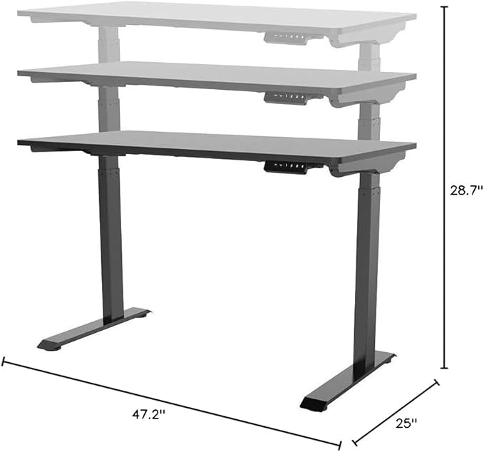 Monoprice Home Office Single Motor (47.2in x 23.6in) Sit-Stand Desk Table-Workstream Collection, Black - LeafyLoom