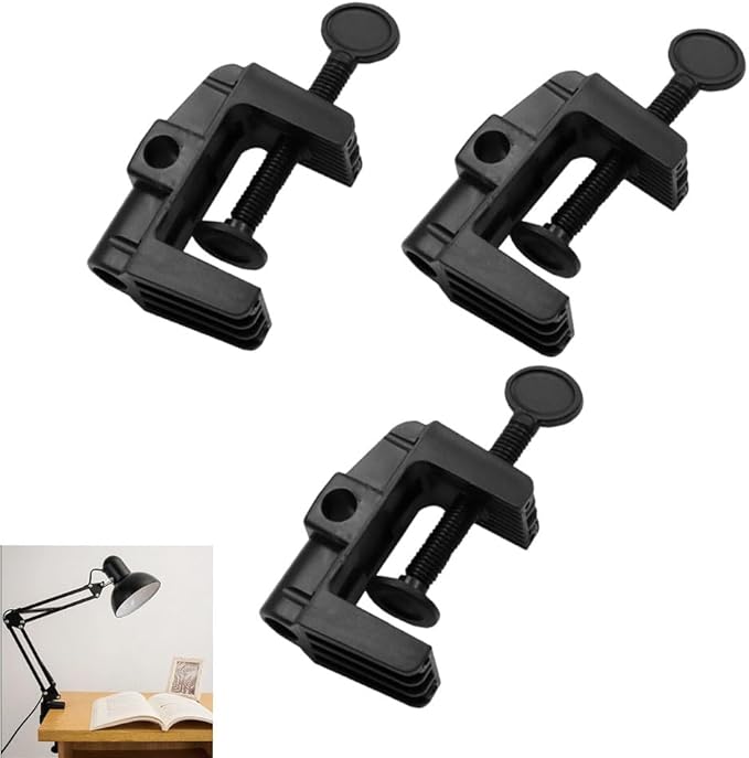 3 Pack Desk Lamp Swing Arm Clamp Replacement Clip Non-Marring Plastic Bracket Stand Base Holder for Desktop Architect Adjustable Gooseneck Table Lamp LED Light Microphone Camera Scissor Arms - LeafyLoom