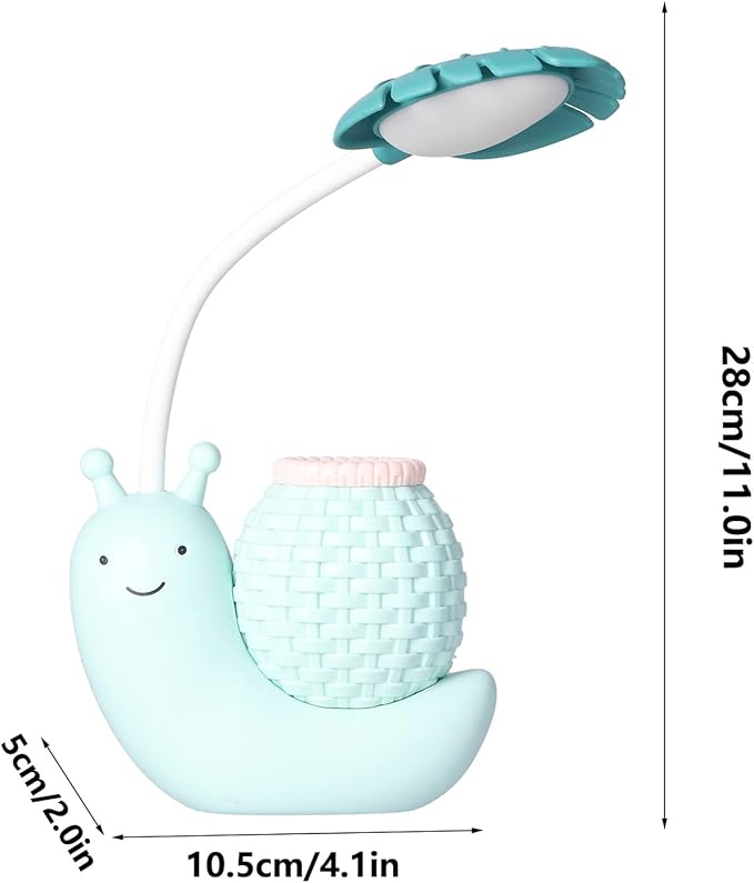 LED Desk Lamp with Pen Holder Cartoon Holder Multiple Function USB Charging Cute Desk Light for Students Kids(Blue) - LeafyLoom