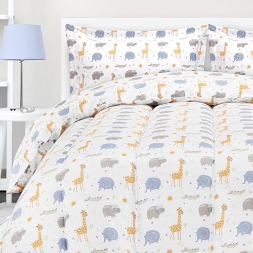 Utopia Bedding All Season Safari Comforter Set with 2 Pillow Cases, 3 Piece Soft Brushed Microfiber Kids Bedding Set for Boys/Girls, Machine Washable (Twin) - LeafyLoom