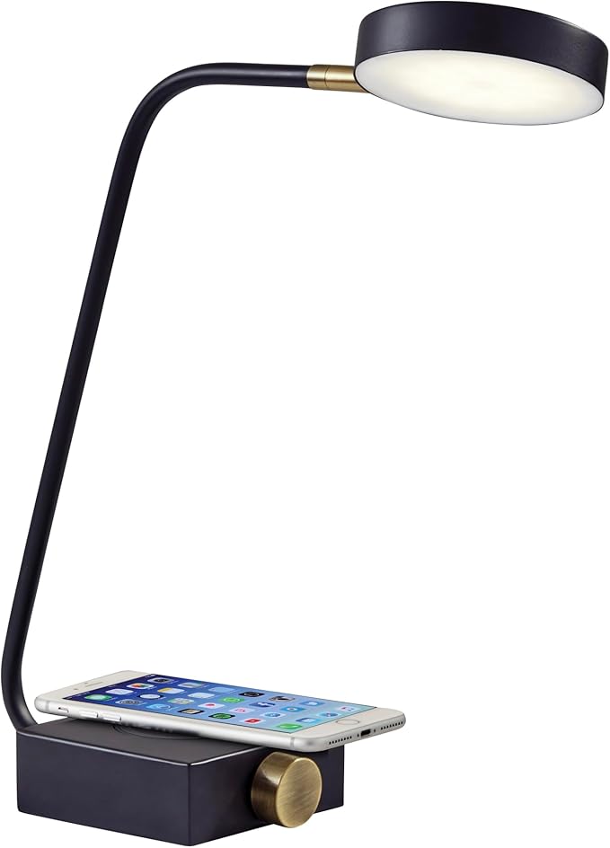 Adesso 3618-01 Conrad LED Desk Lamp Wireless Charging, 7W LED, 5W QI, USB Port, Indoor Lighting Lamps - LeafyLoom