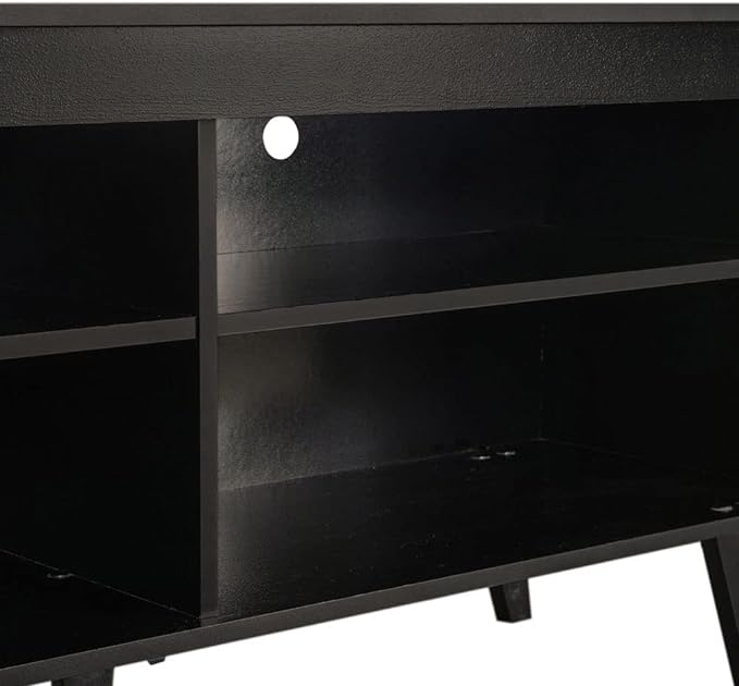 Madesa TV Stand Cabinet with 4 Shelves and Cable Management, Entertainment Center for TVs up to 55 Inches, Wooden, 23'' H x 15'' D x 53'' L – Black - LeafyLoom