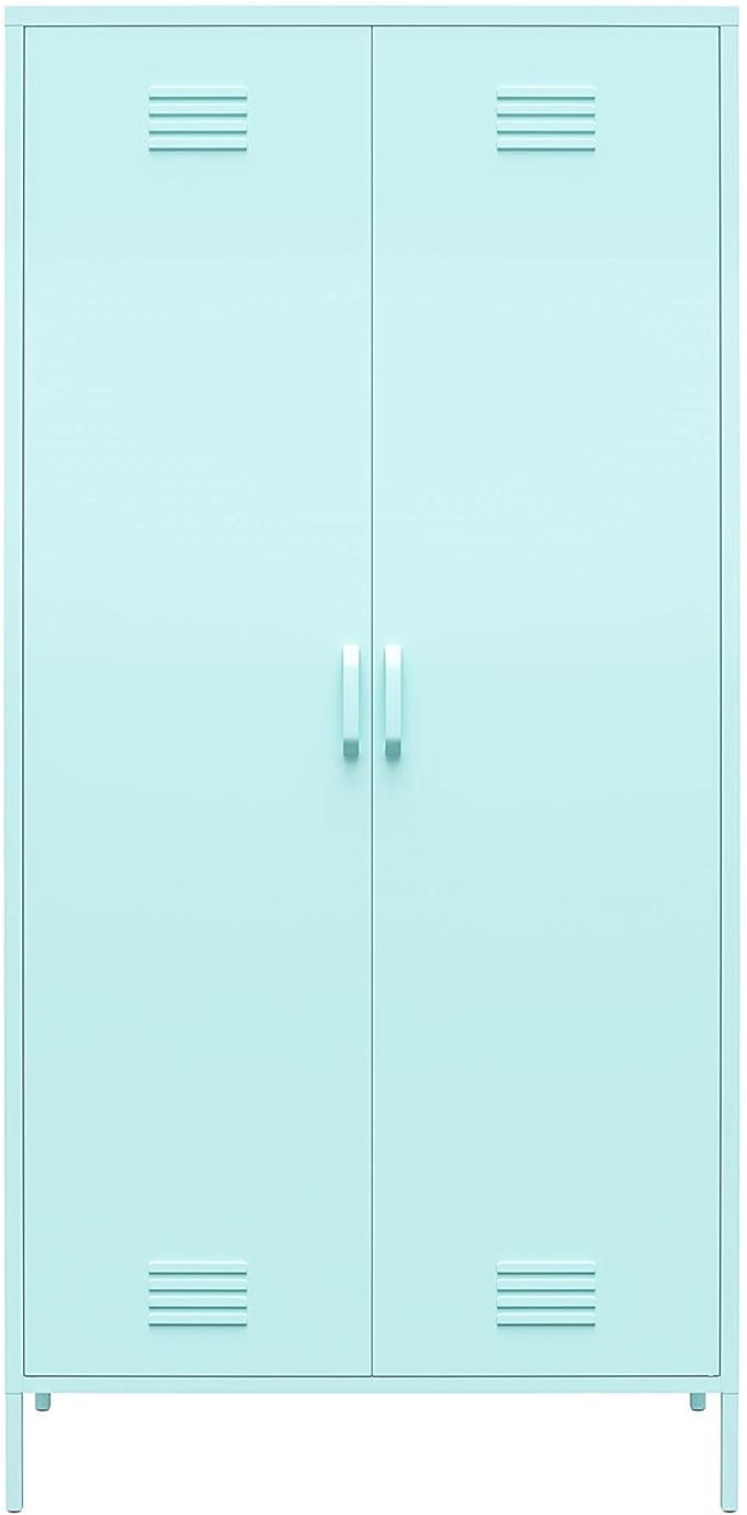 Novogratz Cache Tall 2 Door Metal Locker Cabinet, Mint - LeafyLoom