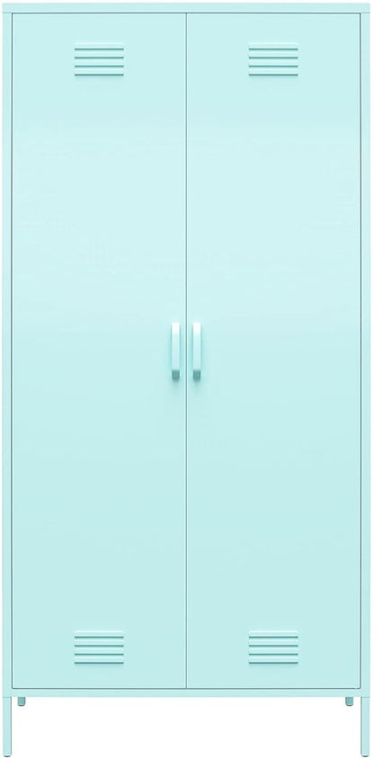 Novogratz Cache Tall 2 Door Metal Locker Cabinet, Mint - LeafyLoom