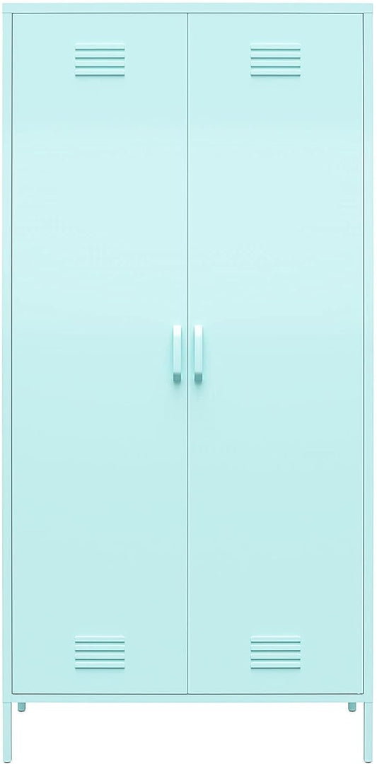 Novogratz Cache Tall 2 Door Metal Locker Cabinet, Mint - LeafyLoom