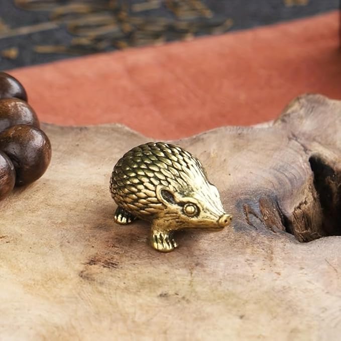 Vintage Solid Brass Hedgehog Figurine - Charming Desk Decor for Collectors - Perfect Home or Office Accent(Hedgehog) - LeafyLoom