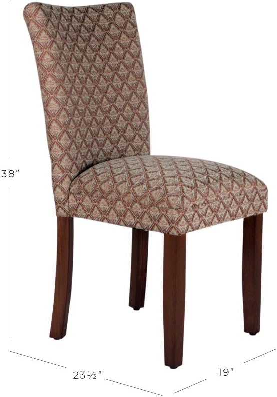 Homepop Home Decor |K1136-F662 | Classic Upholstered Parsons Dining Chair | Single Accent Dining Chair, Blue & Brown Damask - LeafyLoom