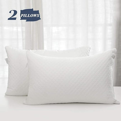 Soft Pillows for Sleeping - Hotel Collection Velvet Bed Pillows with Adjustable Filling, Full Size Pillows 2 Pack for Side, Back and Stomach Sleepers, Standard 20"x26" - LeafyLoom