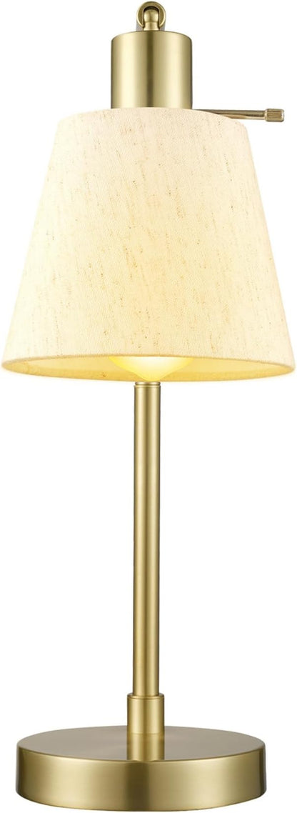 Globe Electric 61000057 16" Desk Lamp, Matte Brass Finish, White Linen Shade, Pivot Joint, On/Off Rotary Switch on Socket, E26 Base Bulb, Lamp for Living Room, Home Office, Home Improvement - LeafyLoom