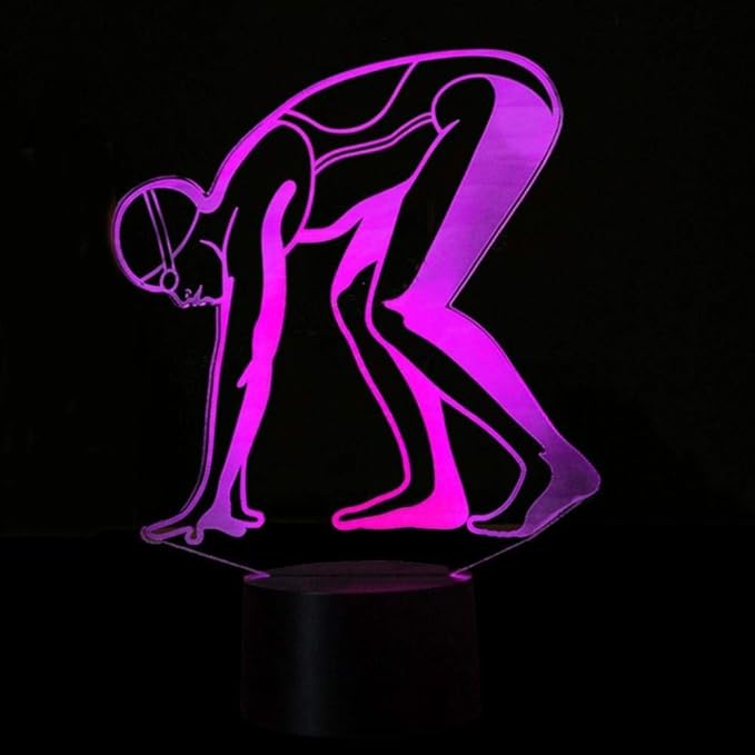 Optical Illusion 3D Sports Swimming Night Light 16 Colors Changing USB Power Remote Control Touch Switch Decor Lamp LED Table Desk Lamp Children Kids Christmas Xmas Brithday Gift - LeafyLoom