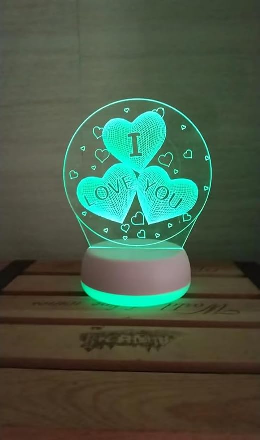 I Love You 3D Night Light, USB Charging LED Table Lamp Wife's Gifts 7 Color Changing Optical Illusion Valentine's Day Present for Girlfriends Boyfriends Wife Husband - LeafyLoom