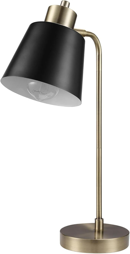 Globe Electric 61000055 18" Desk Lamp, Matte Brass Finish, Matte Black Metal Shade, Pivot Joint, On/Off Rotary Switch on Shade, E26 Base Bulb, Lamp for Living Room, Home Office - LeafyLoom