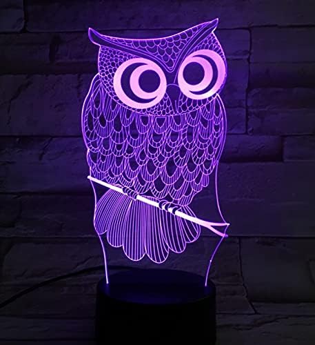 3D Illusion Night Light Owl Toys, Owl Bedside Lights Birthday Gift for Kids, Big Size 7 Color Changing USB LED Table Desk Optical Illusion Lamps Home Decors for Great Xmas Birthday Gifts - LeafyLoom