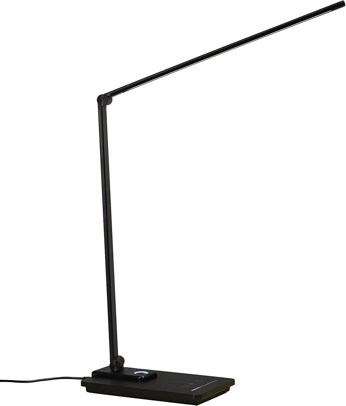 LED Desk Lamp, Black Modern Table Lamp, Ideal Gift for Study, Office. Dimmable Desk Lamp for Work, Video Conferencing, Reading and Writing, Arts and Crafts, Nail Art. - LeafyLoom