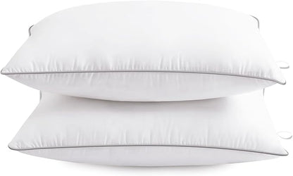 Bed Pillows for Sleeping - King Size(19"x33") Set of 2 Pillows Allergy Friendly Microfiber Shell Fluffy Down Alternative Filling Breathable Pillow Suitable Back Stomach or Side Sleepers - LeafyLoom