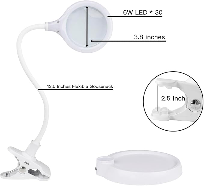 5X Magnifying Lamp，Lighted Magnifying Glass with Light and Stand Hands Free, Desk Magnifying Light, LED Magnifier Work Lamp for Reading, Crafts, Sewing, Hobbies. - LeafyLoom