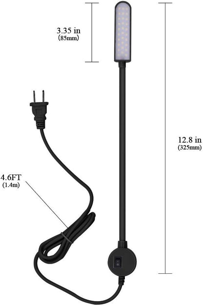 LED Sewing Machine Light,POWKER 30 LED Magnetic Mount Drill Press Light with Flexible Silone Coating Gooseneck for Sewing Machine, Drill Presses, Desks, Music Stands, Craft, Workbenches, Lathes Lamps - LeafyLoom