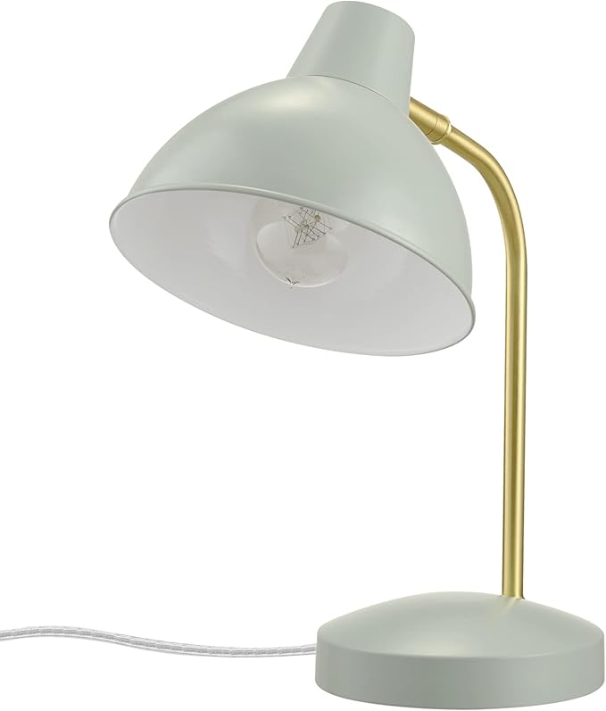 Globe Electric 30289 15" Desk Lamp, Matte Sage Green, Matte Gold Arm, Pivoting Shade, in-Line On/Off Rocker Switch, Home Décor, Lamp for Bedroom, Home Office Accessories, Desk Lamps for Home Office - LeafyLoom