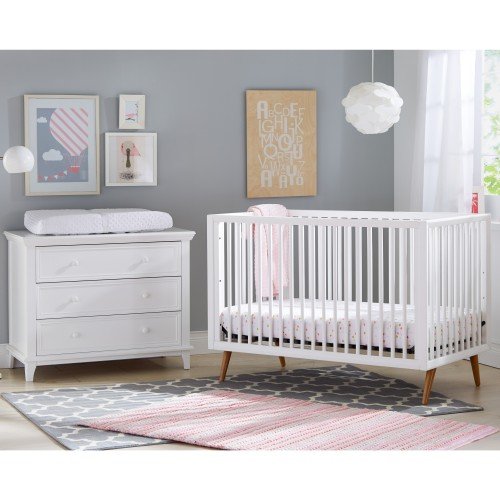 Contours Roscoe White Baby Crib, Standard Baby Crib, White Baby Crib, Converts from Baby Crib to Daybed, Fits Standard Full-Size Crib Mattress, Easy to Assemble - White - LeafyLoom