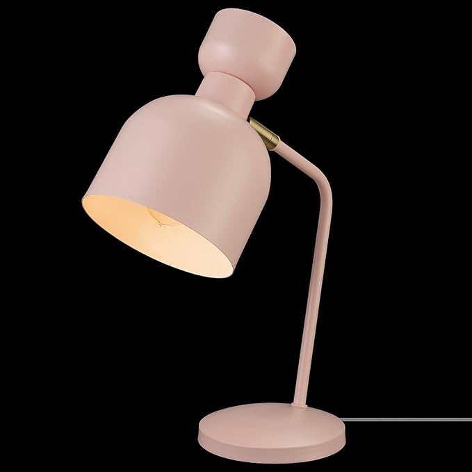 Globe Electric 52297 Harper 16" Desk Lamp, Matte Pink, Matte Brass Pivot Joint, in-Line On Off Switch - LeafyLoom