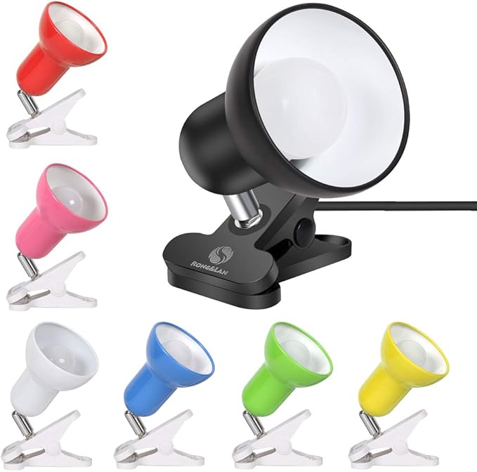 Sun-Rising Cilp on Light,360° rotation Clip on Lamp Portable Book Reading Light,Clamp on Desk/Table/Bunk Bed/Cupboard Home Lighting, (Clamp Light seven colors for your choice) Red - LeafyLoom