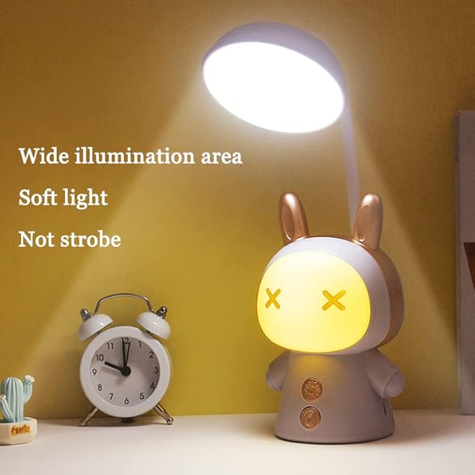 Cartoon Led Desk Lamp Fun Cute Learning Folding Rechargeable Eye Protection Student Children Kids Reading Night Light Bedside Gradient Colour - LeafyLoom