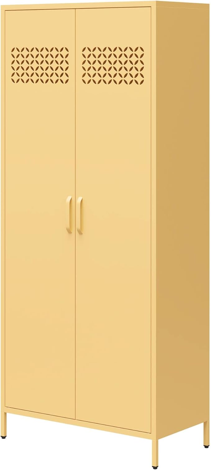 Mr. Kate Annie Tall Metal 2 Door Cabinet, Sunny Yellow - LeafyLoom