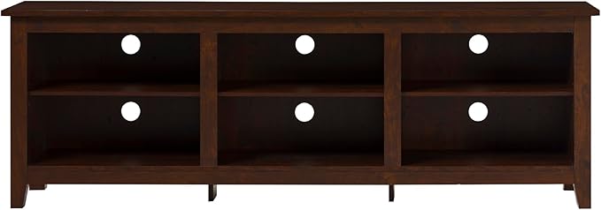 Walker Edison Wren Classic Brown TV Media Console Entertainment Center for 80 Inch Television with Storage Cubby, 70 Inch - LeafyLoom