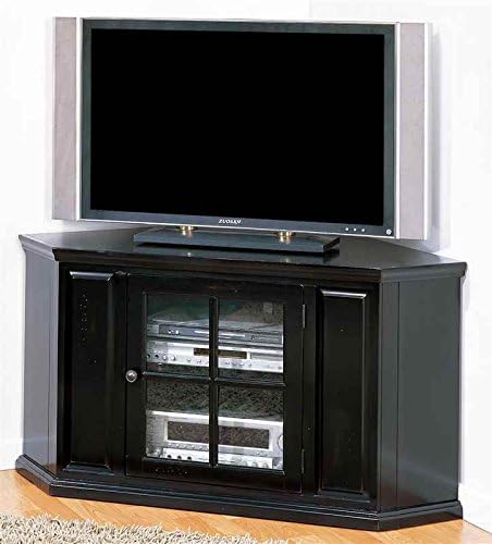 Leick Home 83285 One Door Corner TV Stand with Enclosed Storage For 50" TV's, Black Rub - LeafyLoom