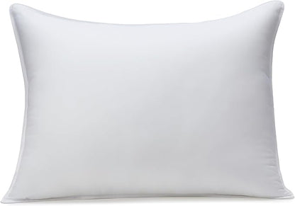 Amazon Basics Down Alternative Bed Pillow, Medium Density for Back and Side Sleepers, Standard, 26 x 20 Inch - Pack of 2, White - LeafyLoom